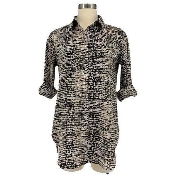 CALVIN KLEIN Snakeskin Button Down Blouse