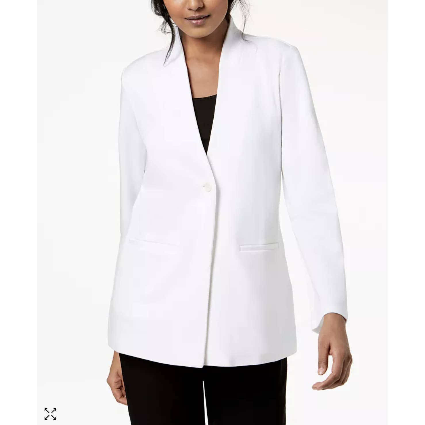 Eileen Fisher Tencel Stand Collar Ponte Blazer M Jacket White Lagenlook