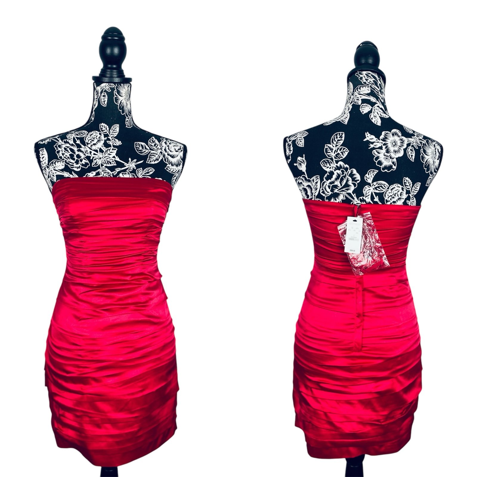 NWT Express pink ruched silky strapless mini dress size 0