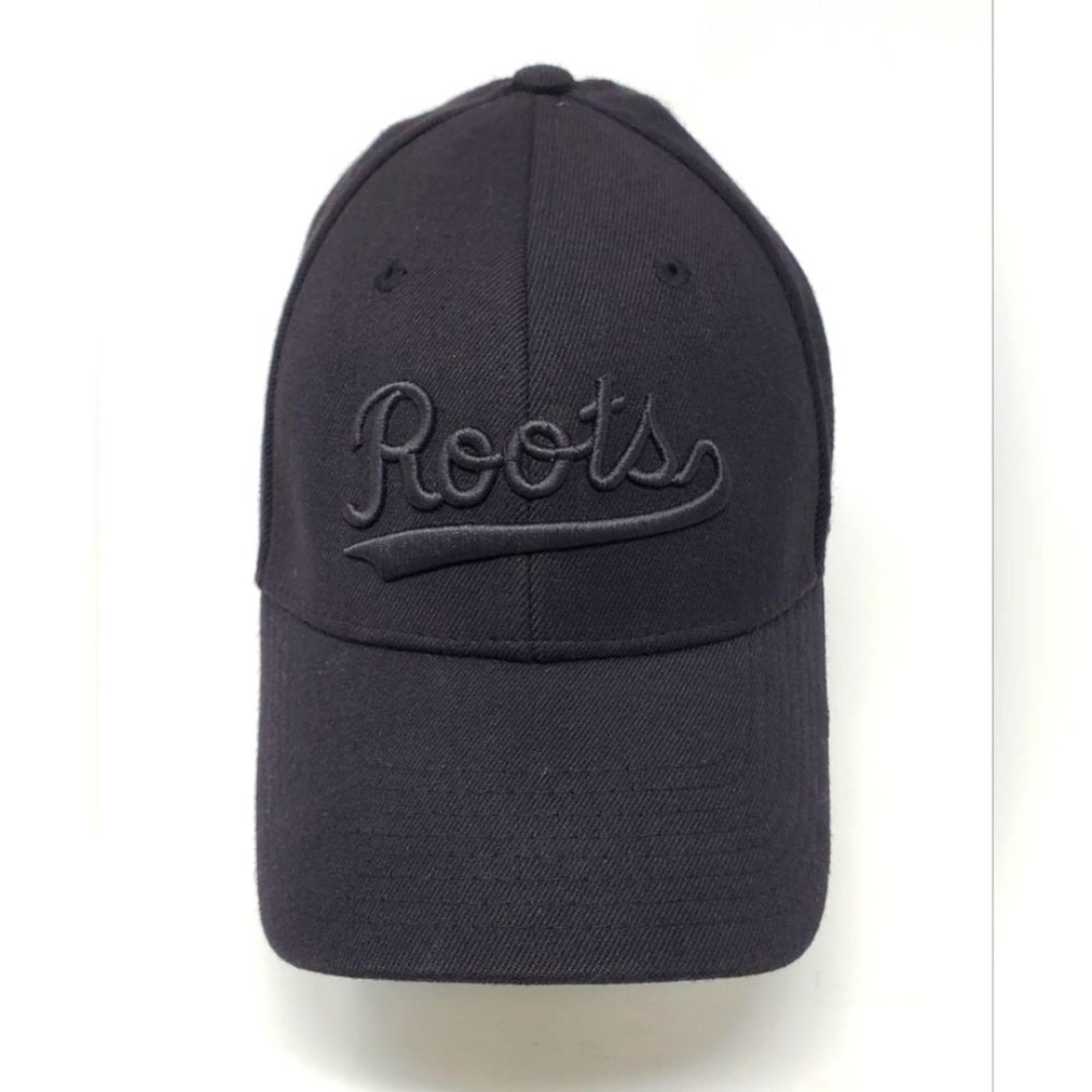 ROOTS CANADA BLACK BASEBALL HAT CAP WOOL BLEND FITTED MEN SMALL MEDIUM