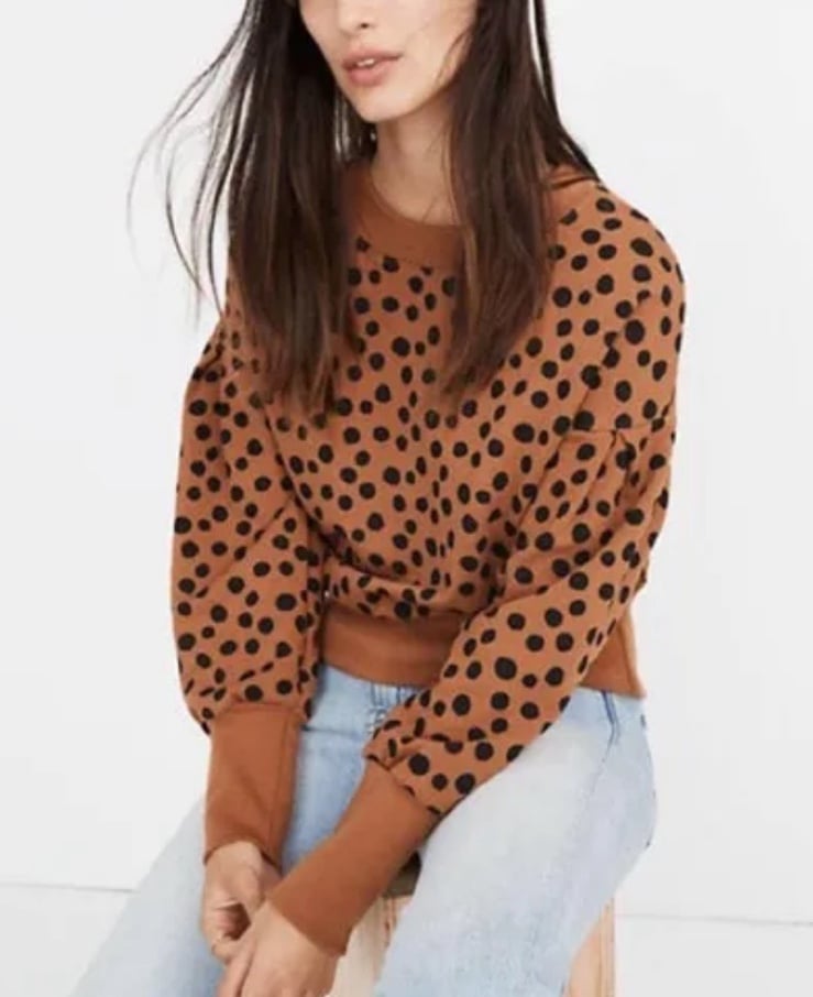 Madewell NWT marron brown Polka dot sweatshirt