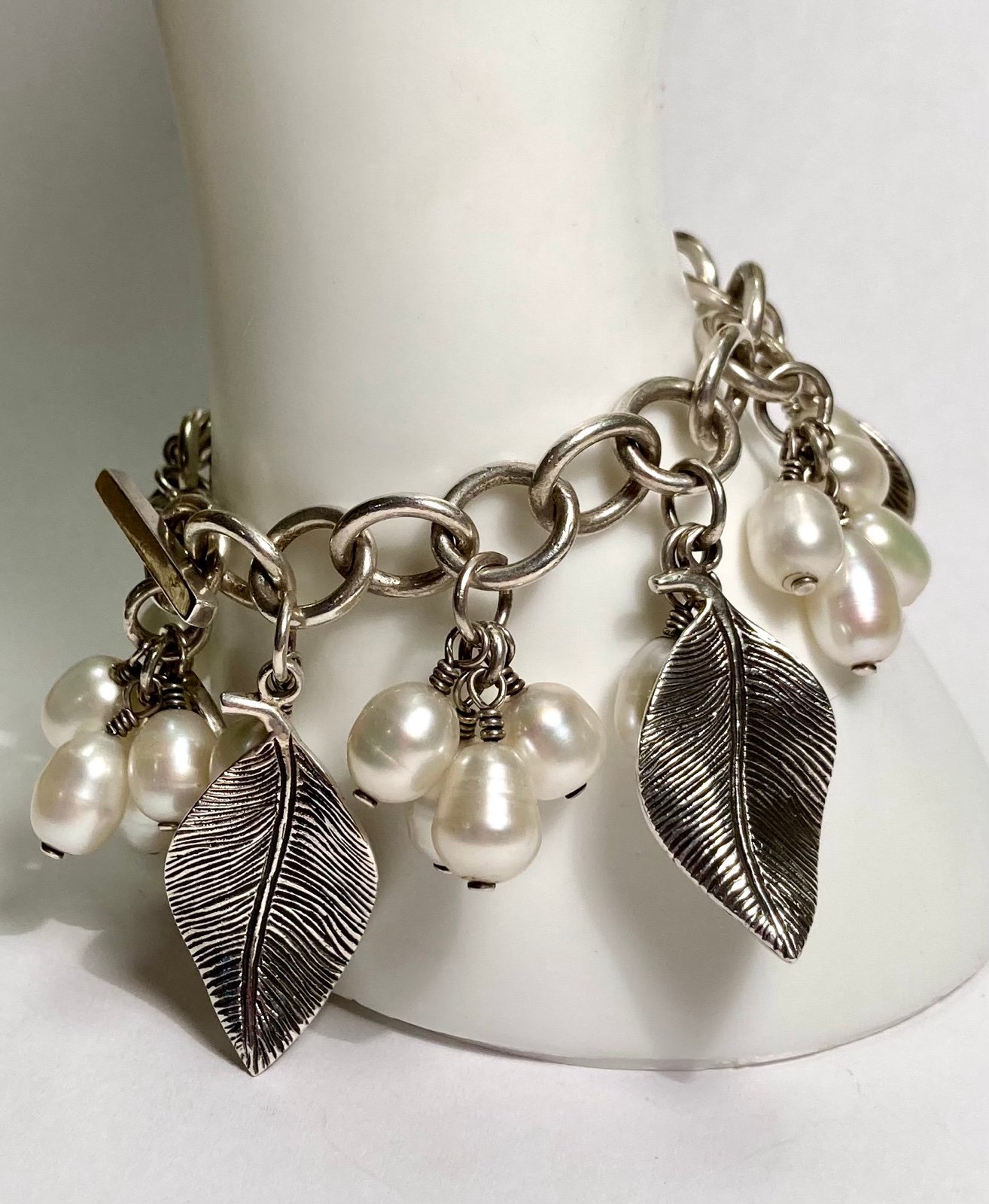 Silpada’s sterling silver Leaf Pearls cha cha bracelet (B1631)