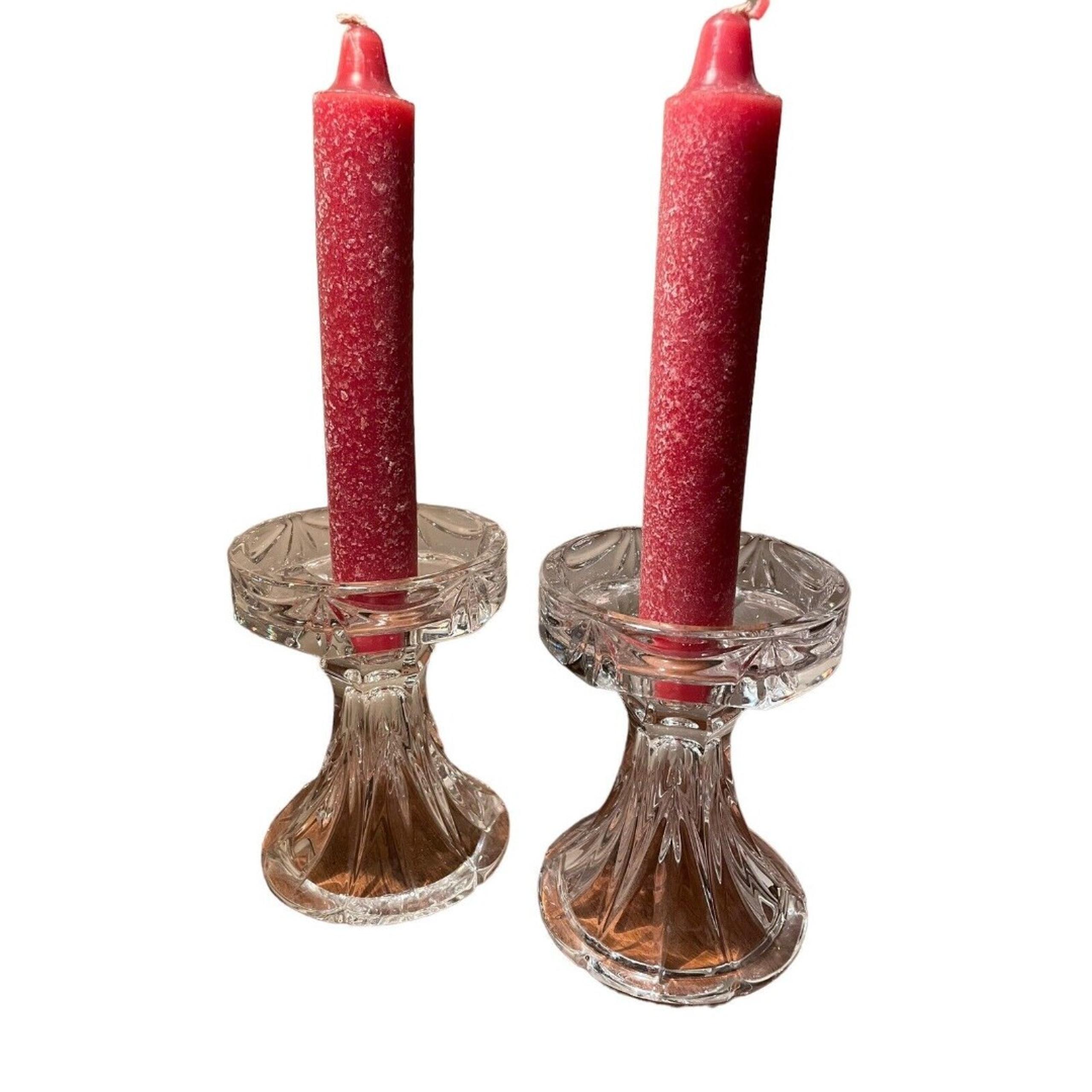 Marquis by Waterford Crystal Unity Pillar Taper Candle Holder 5.5x4” Set Of 2