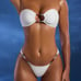 Oh Polly Bead-Embellished Bandeau Bikini Set in Ivory