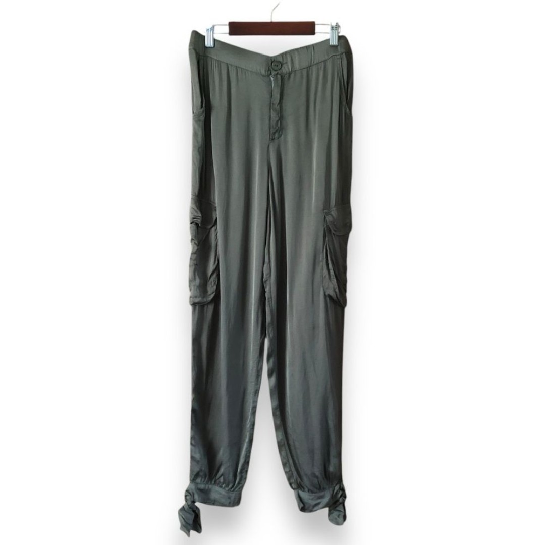 Young Fabulous & Broke Janelle Satin Cargo Jogger Oliver Green Size XS