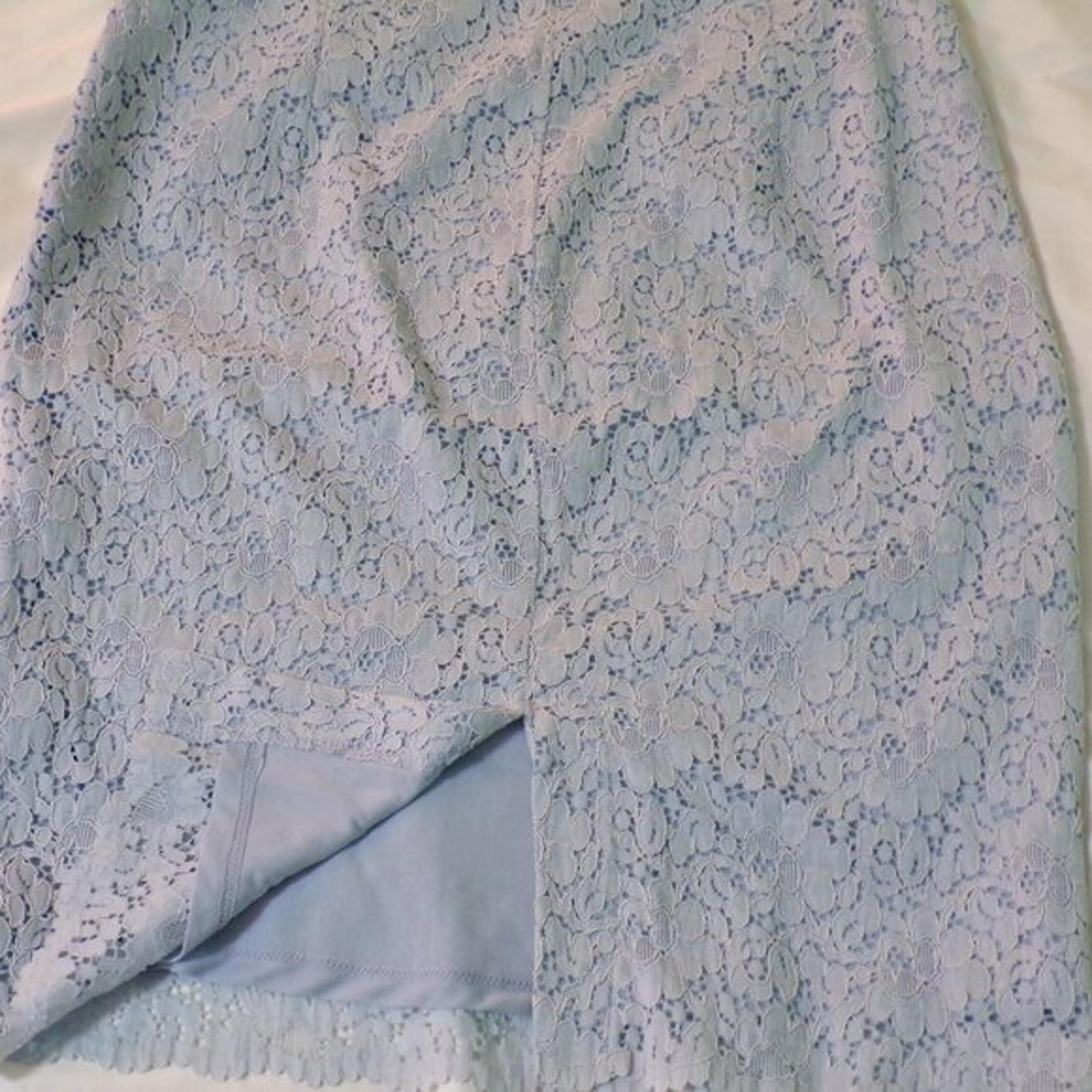 ZARA Women’s M Light Blue Lace Pencil Skirt Coquette Feminine Office Angelcore