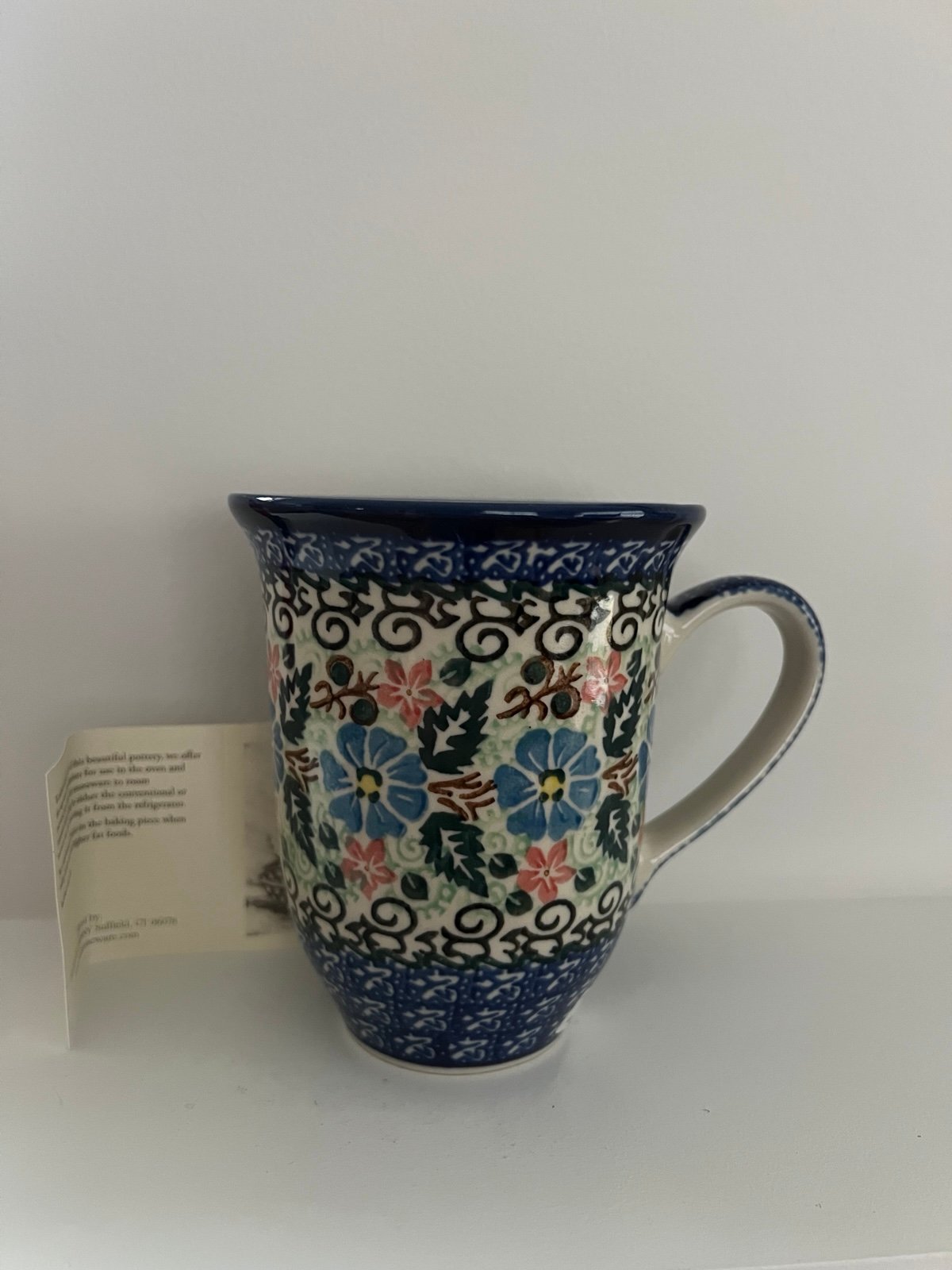 Polish Pottery Boleslawiec Bistro Mug Unikat Floral NWT