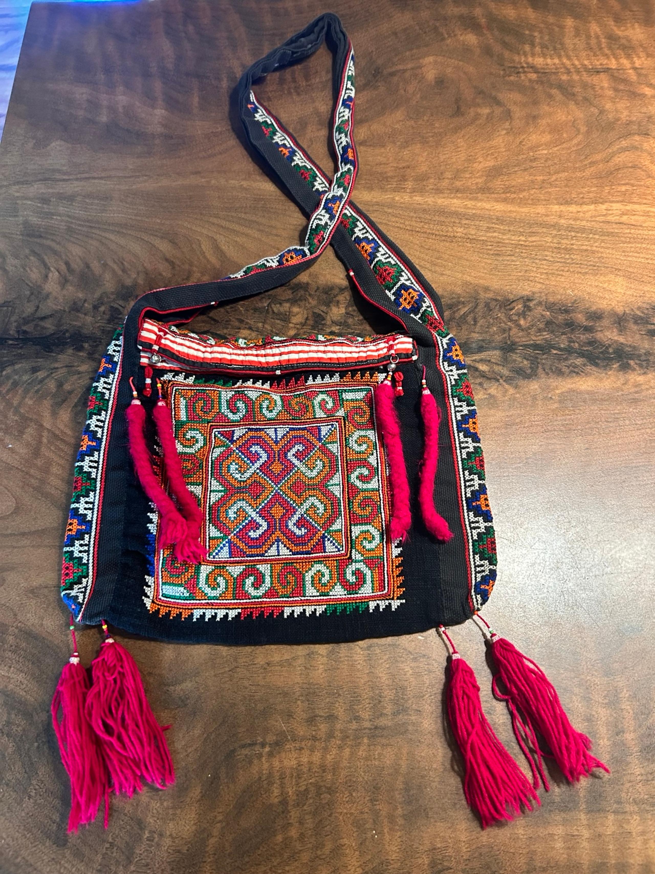 Hmong Batik Embroidered Crossbody Bag