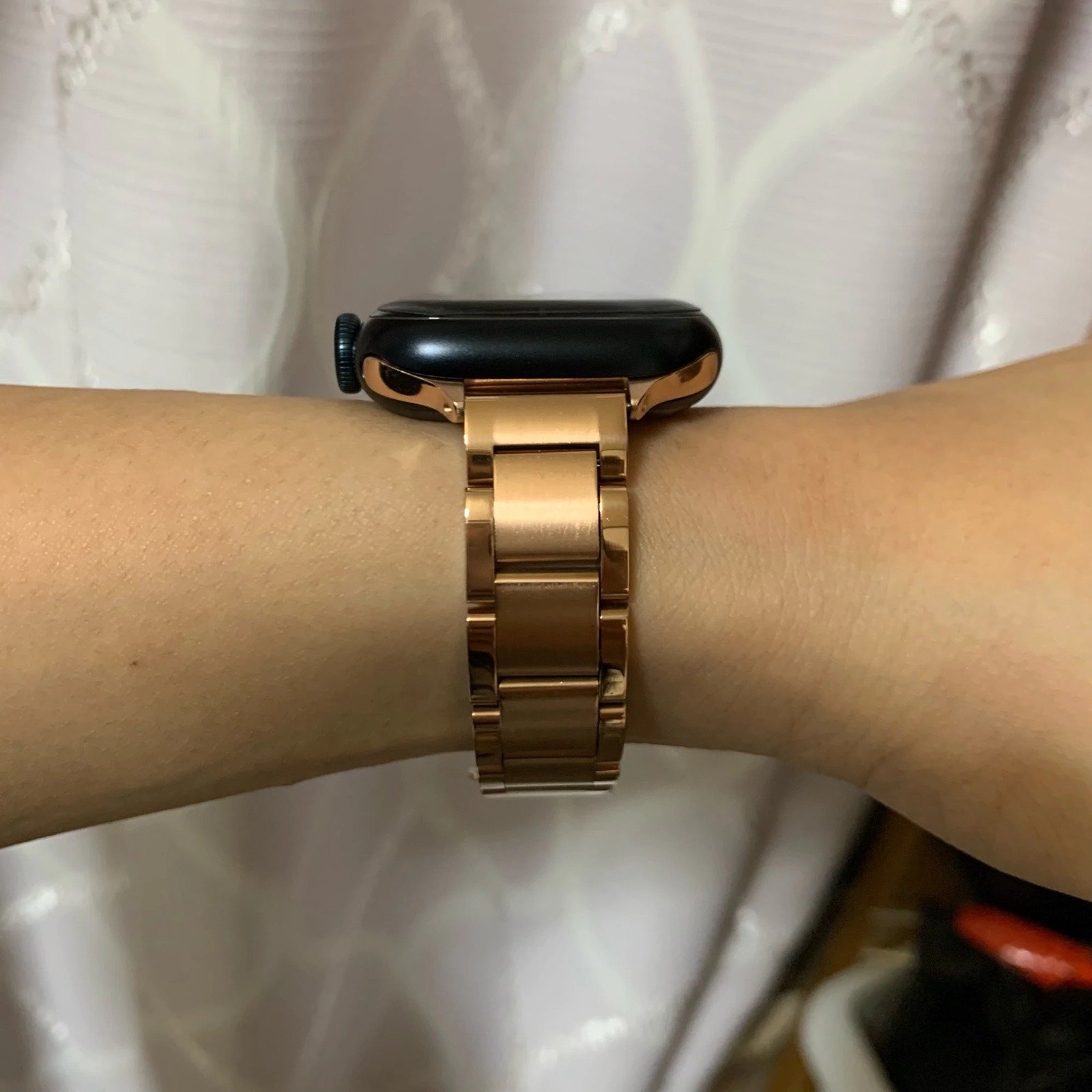 Only Band Slim Metal Band for Apple Watch 45mm 44mm 42mm, Rose Gold