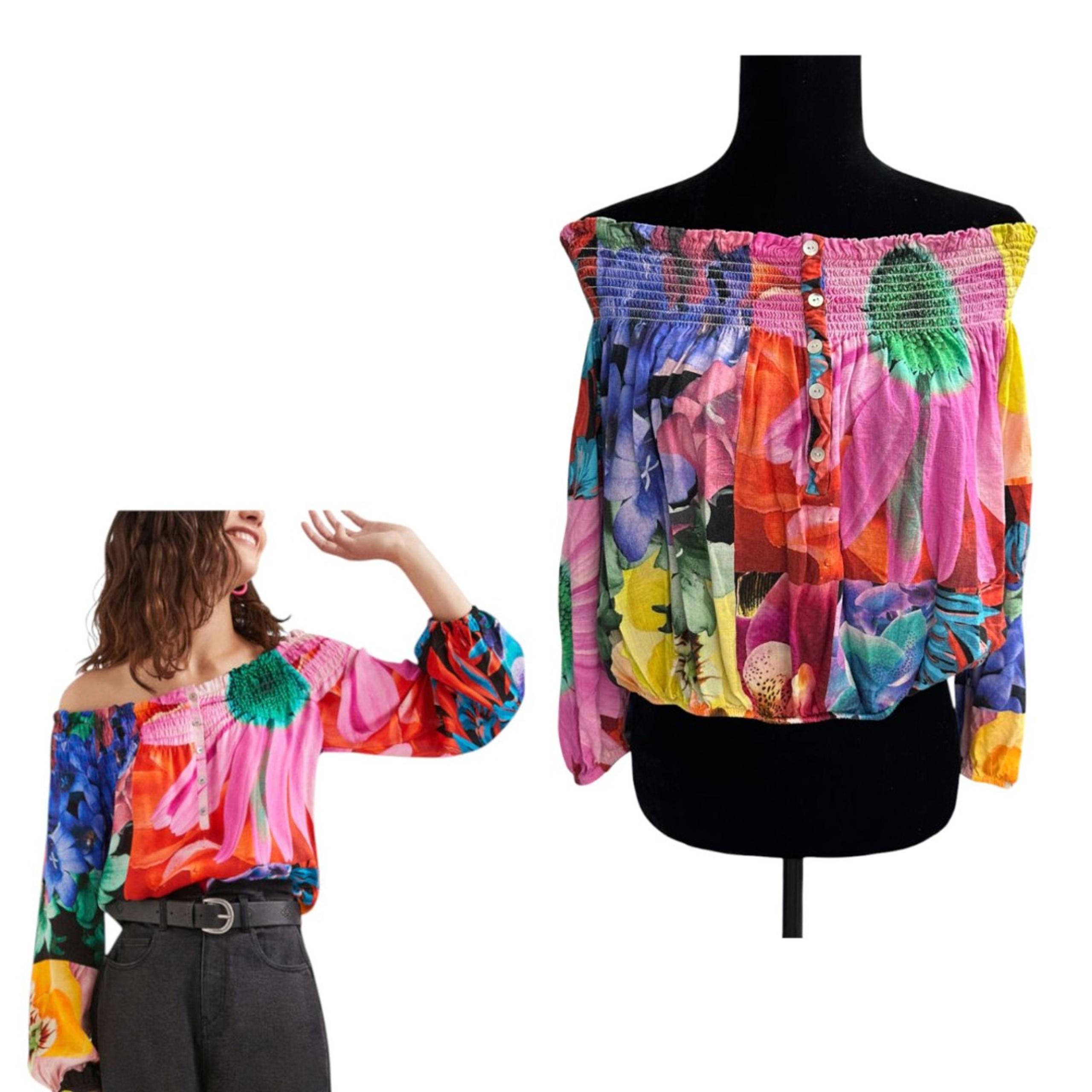 Desigual by C. Lacroix Travis Floral Off Shoulder Blouse Size XXL