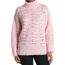 FRNCH Paris Pink Oversized Turtle Neck Soft Sweater Pullover