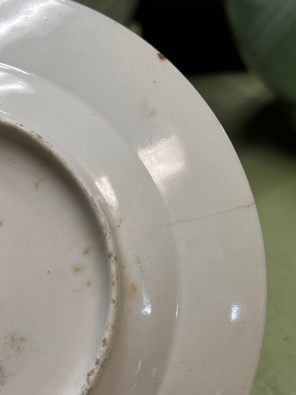 4” Chinese antique Famille rose plate - detail