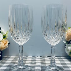 Set Of 2 Gorham MM Regalta Ice Beverage Lead Crystal Glasses Goblets 8.2” Tall