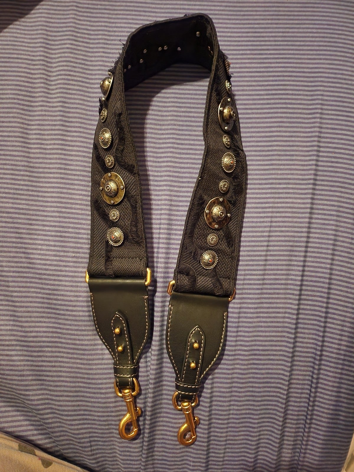 Christian Dior Bohemian Shoulder Strap Embellished Canvas Black