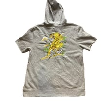 Carbon Sweatshirt Adult Medium Japanese Art Tiger Skull Hoodie Embroidery Mens