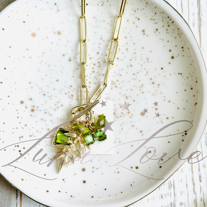 KENDRA SCOTT Bianca Butterfly Gold Charm Necklace In Green Mix NWT