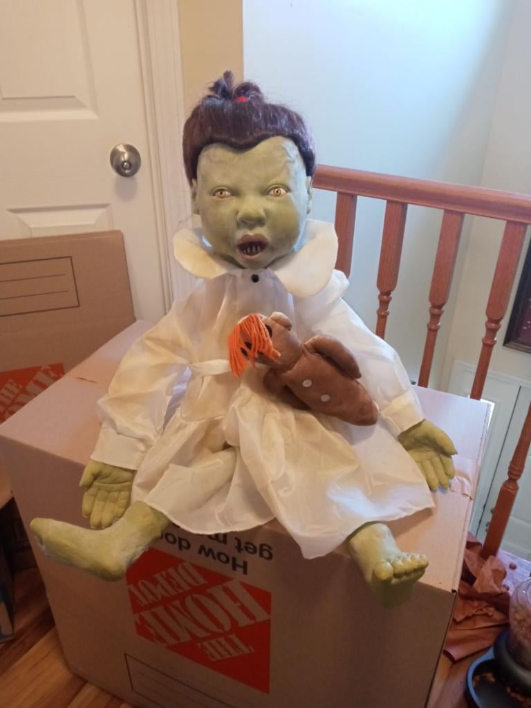 Spirit Halloween Molly Dolly(Murdering Dolly) Zombie Baby Retired Halloween Prop