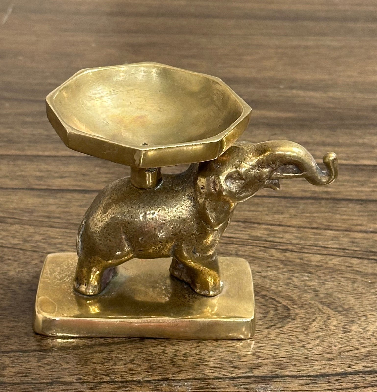 Vintage Solid Brass Elephant Sphere Holder Or Incense Tray