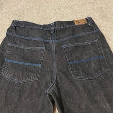 Vintage Y2K Risk Jeans Baggy Black Denim Jeans Men’s Size 40x30 Blue Lining