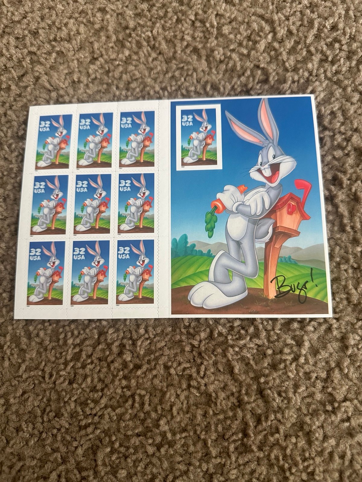 USPS vintage 1997 collectible Bugs Bunny 34c Looney Tunes Postage Stamps Sheet