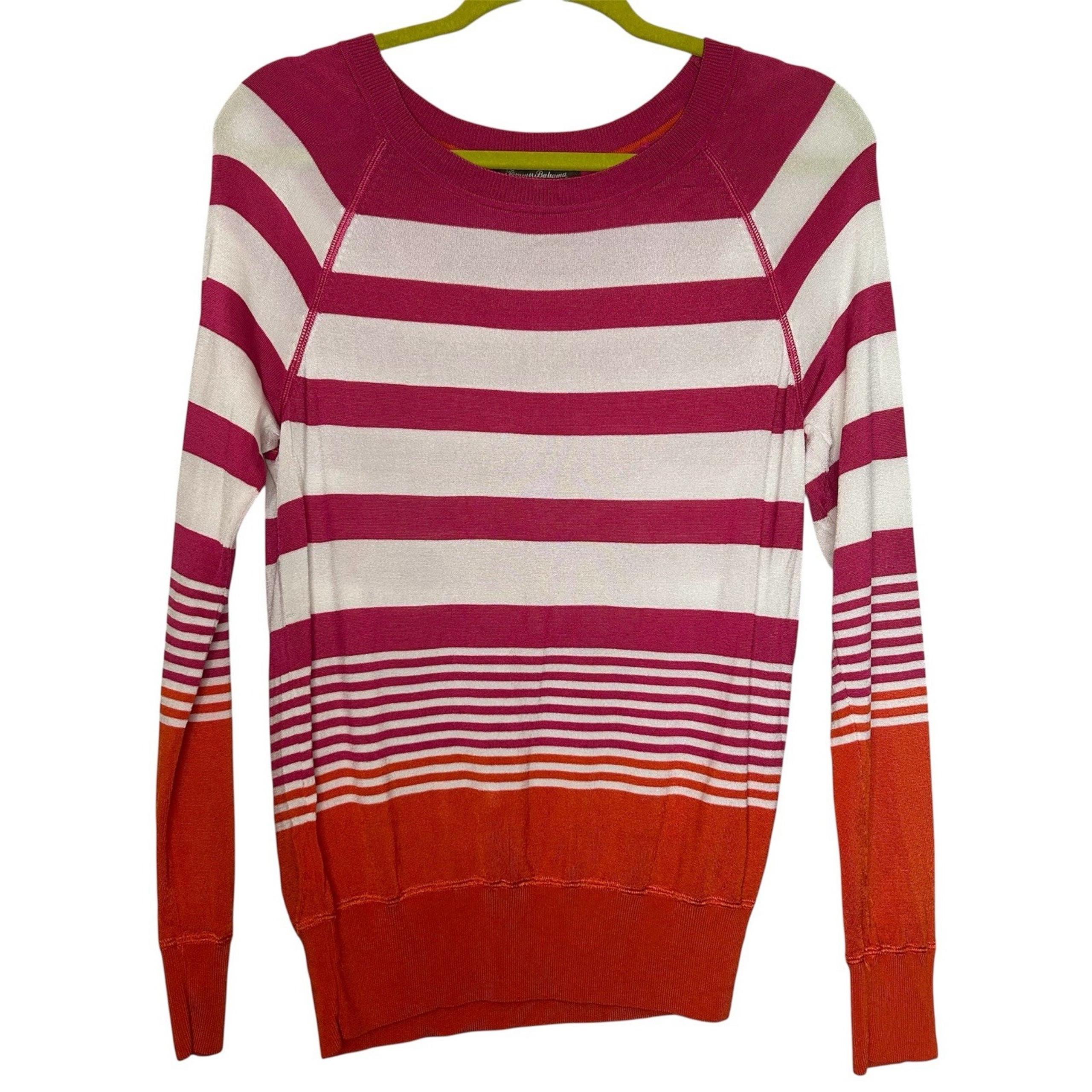 Tommy Bahama Woman's Size Small (S/P) Thin Sweater Striped Pink White Orange