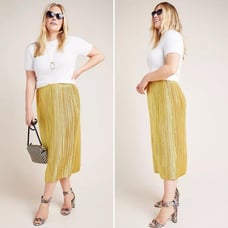 Maeve Anthropologie NWOT Domi Midi Skirt Size lester Gold Chartreuse Size 4