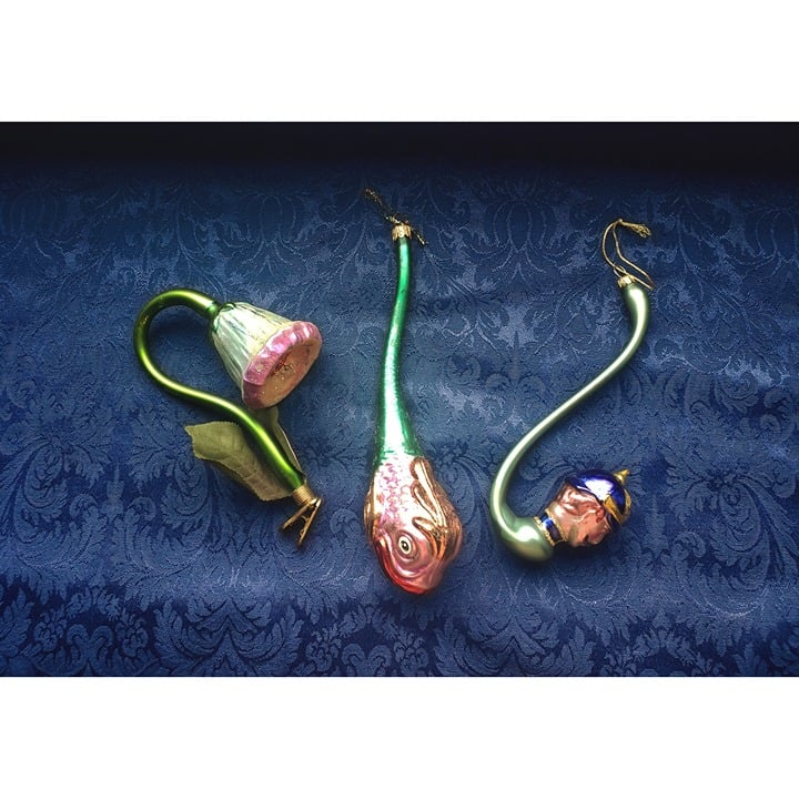 Curated SET OF 3 Vintage Christopher RADKO Ornaments - LONG & CURVY