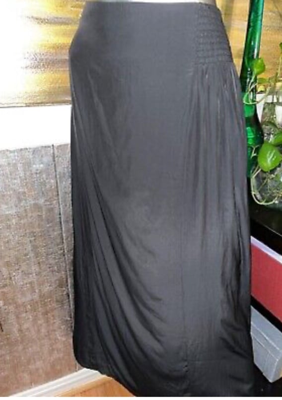 J. Jill Smocked Waist Midi/Maxi Black Skirt Size Large Tall MSRP 89