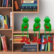Set of 3 Cute Frog Garden Figurines, Sitting Frog Statue Cute Resin