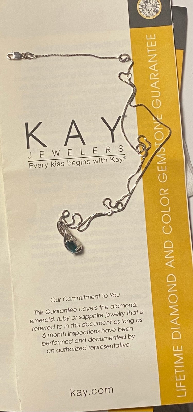 Kay Jewlers Emerald and diamond necklace- NO CHAIN