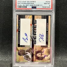 2022 Leaf Signature Series 1/1 Dual Autographs Brown/ Bennedict Mathurin PSA 8