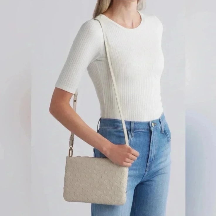 Madewell The Puff Crossbody Bag: Woven Leather Edition, Form Grey
