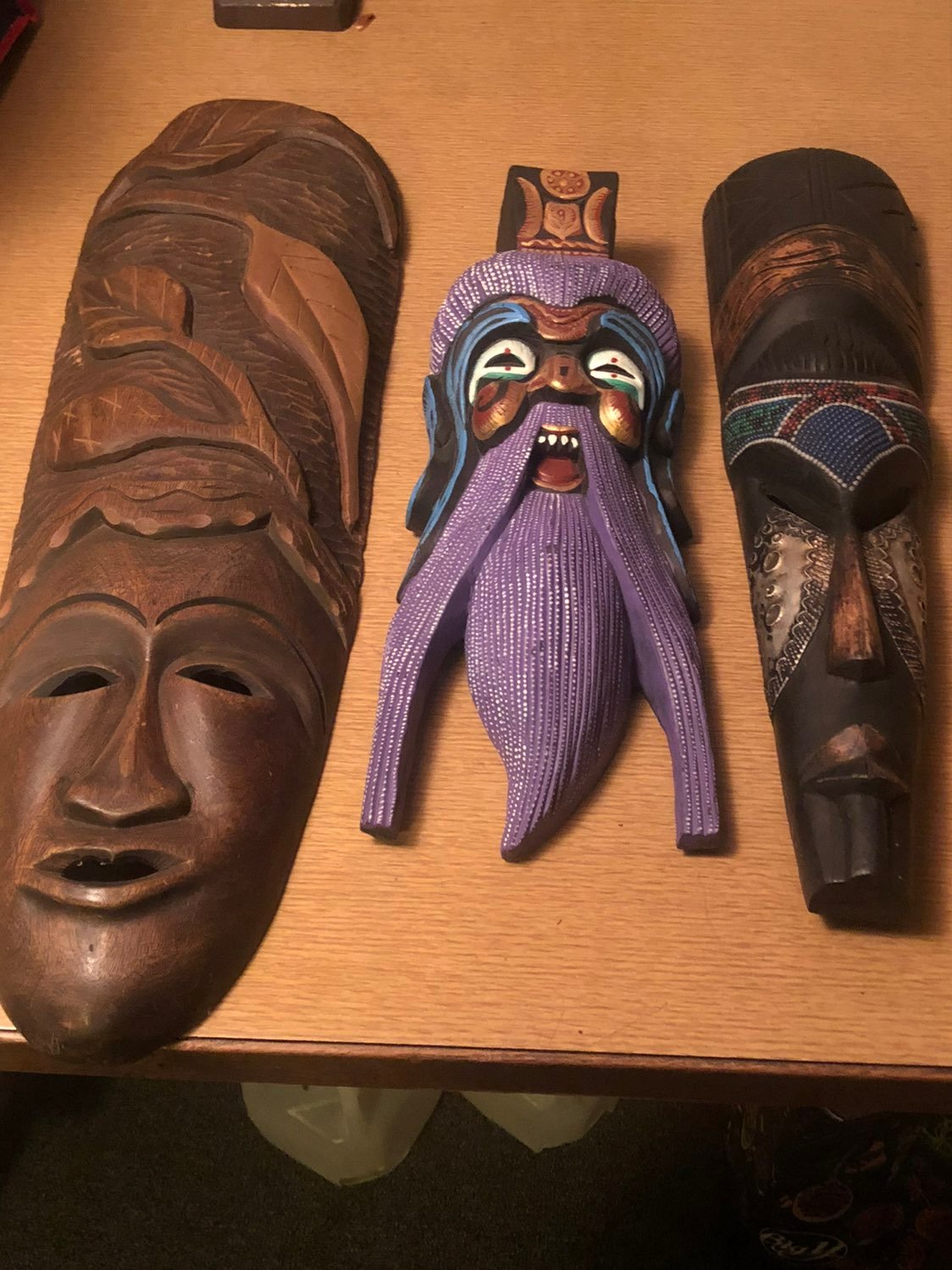 Hand crafted wooden masks