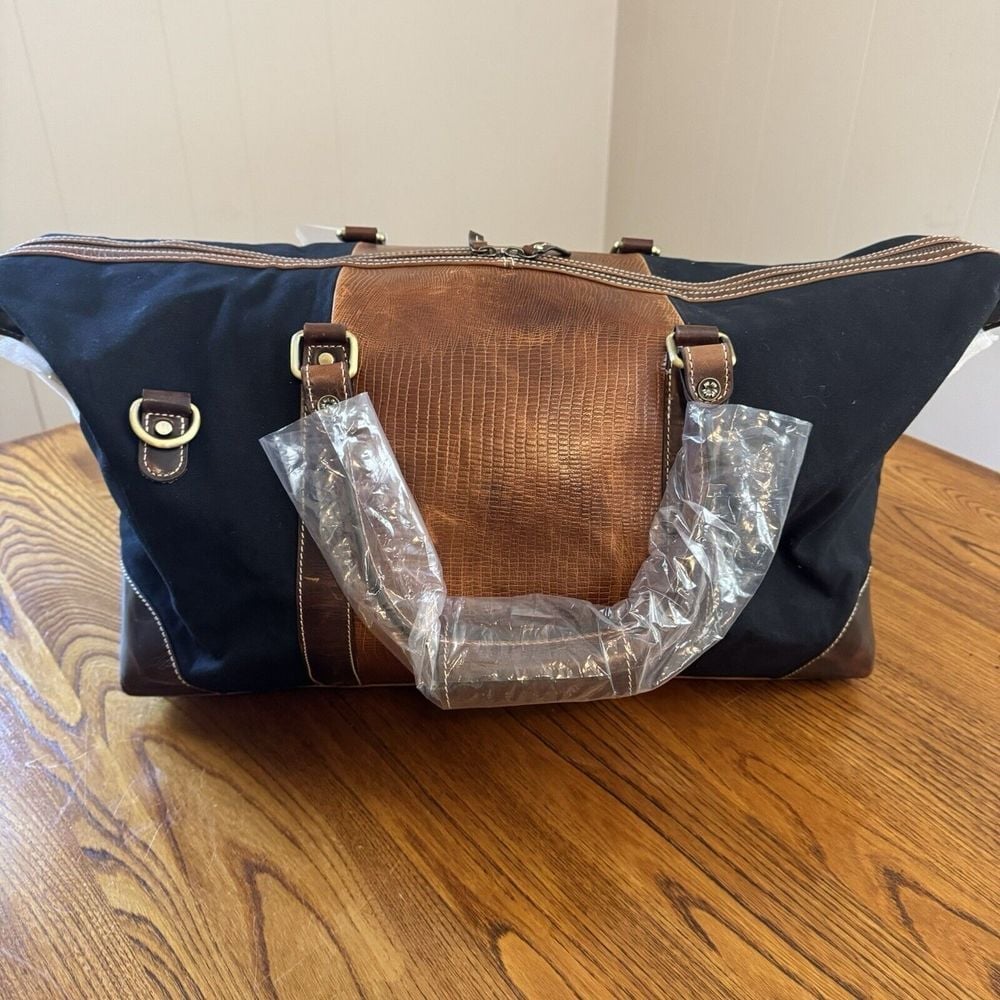 FH Wadsworth Canvas Leather Trim Weekender Duffel Bag Novant Health