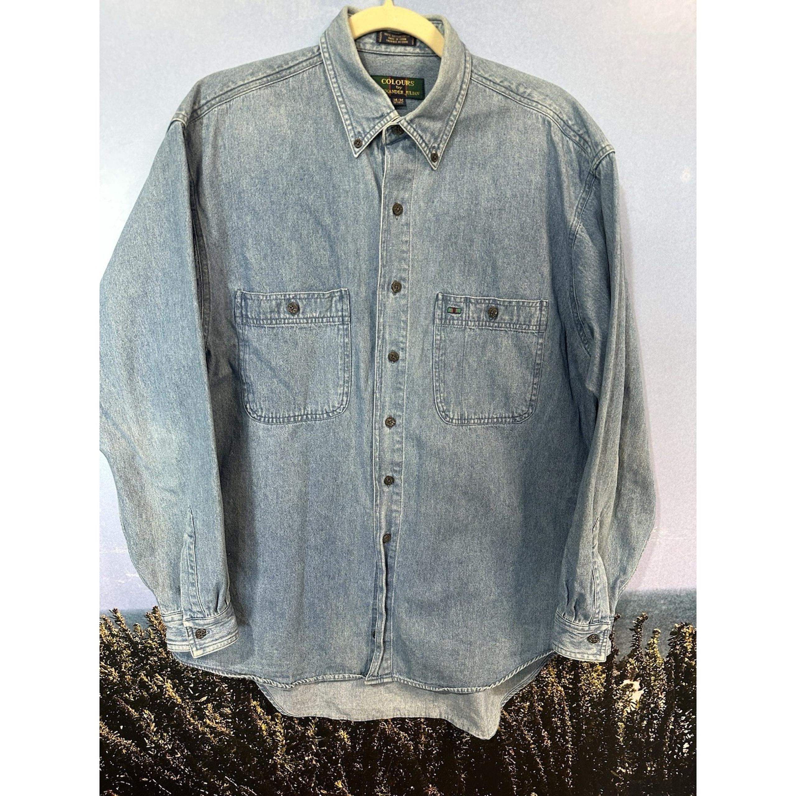 Vtg Colours By Alexander Julian Shirt Medium Blue Denim Button Down