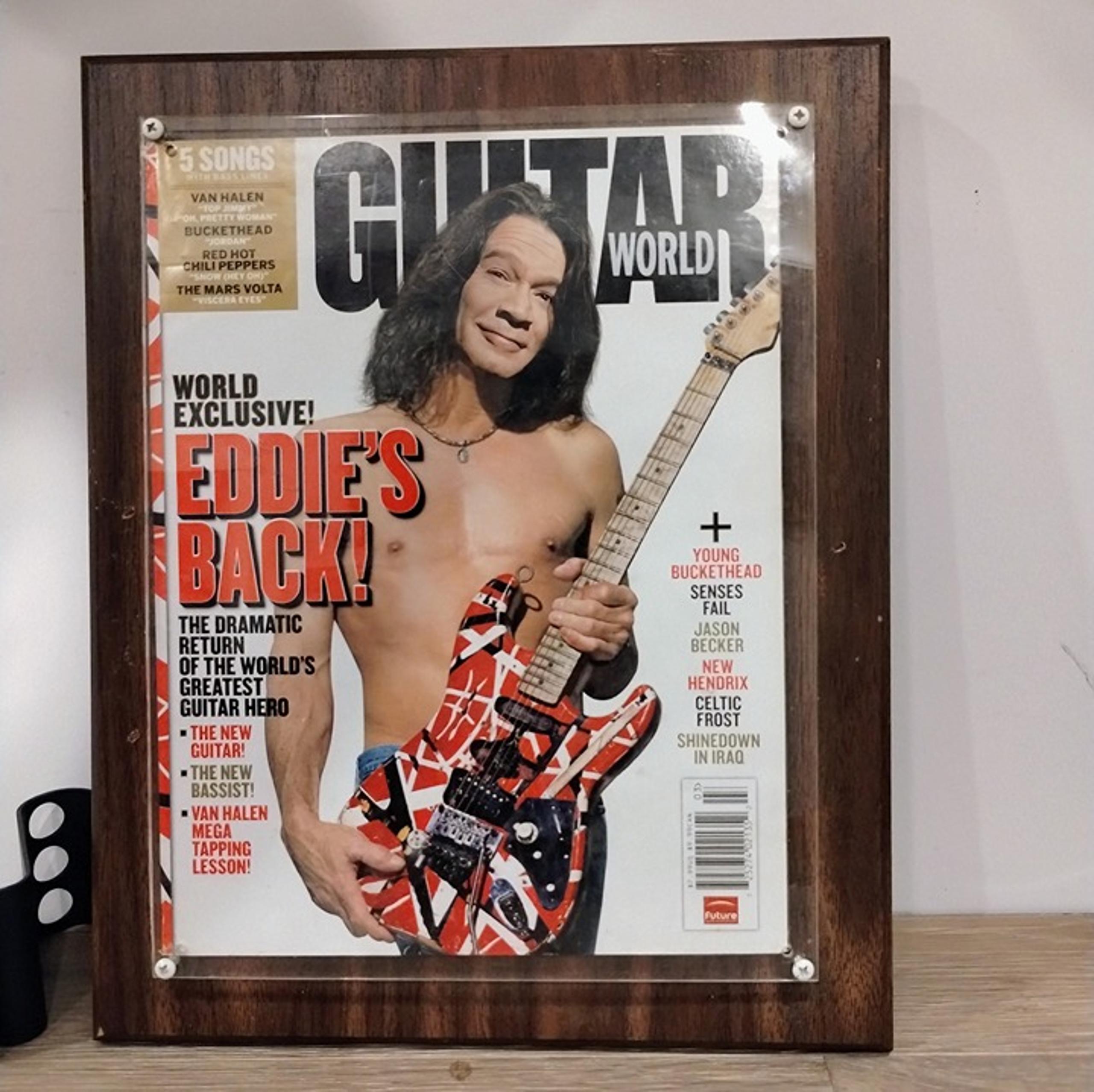 Framed Guitar World World Exclusive Eddies Back Magazine March 2007