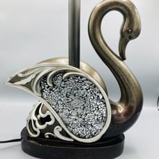 Swan Table Lamp Resin black silver gold 60 watts 120v corded glass mirror wings