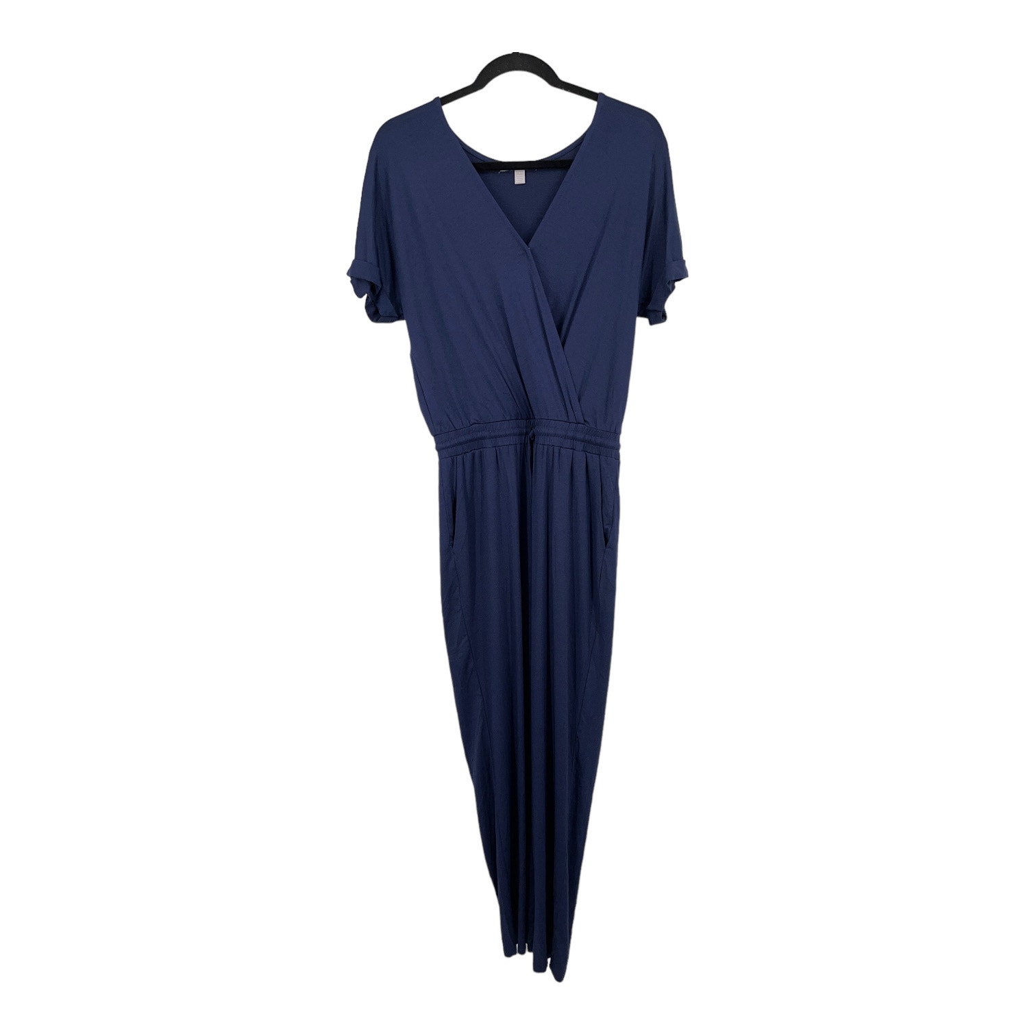 Chelsea28 jumpsuit faux wrap blue short sleeve Small S
