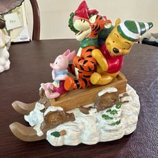 Rare Vtg Disney Store Poohs Winter Wonderland Sled Stocking Holder Tigger Piglet