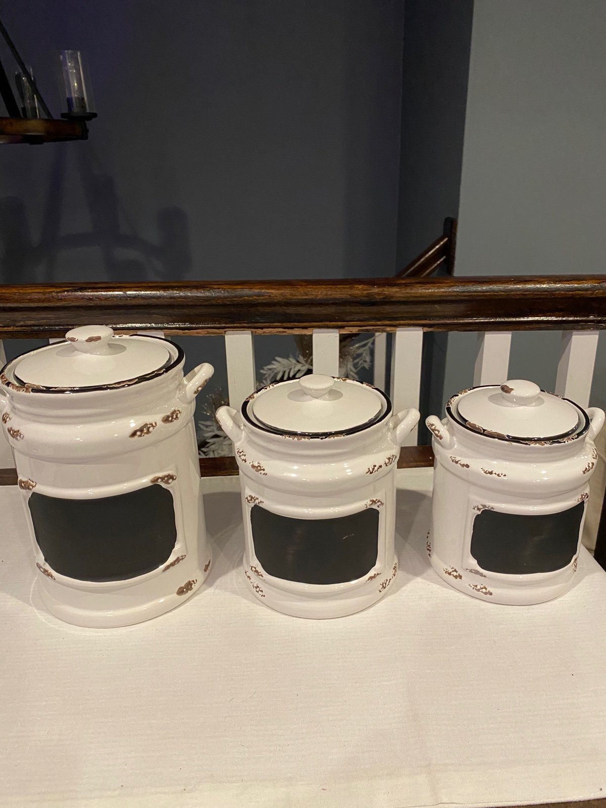 3 new vintage style/chalkboard canisters