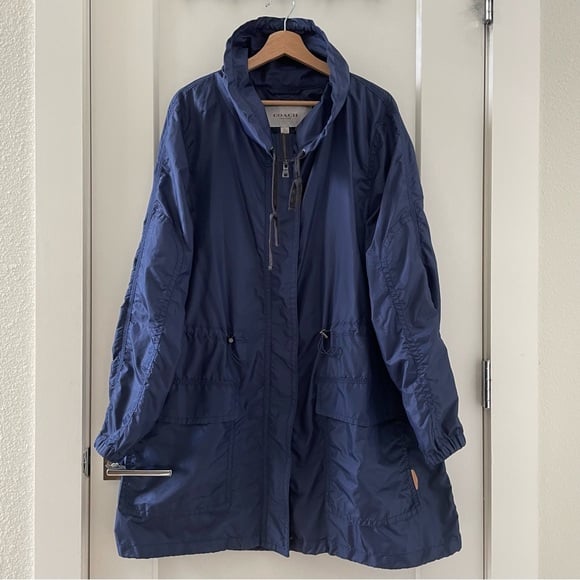 Coach Windbreaker Anorak Nylon Navy Blue Size XL