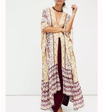 Free People Wall flower Kimono One Size Printed Maxi Boho