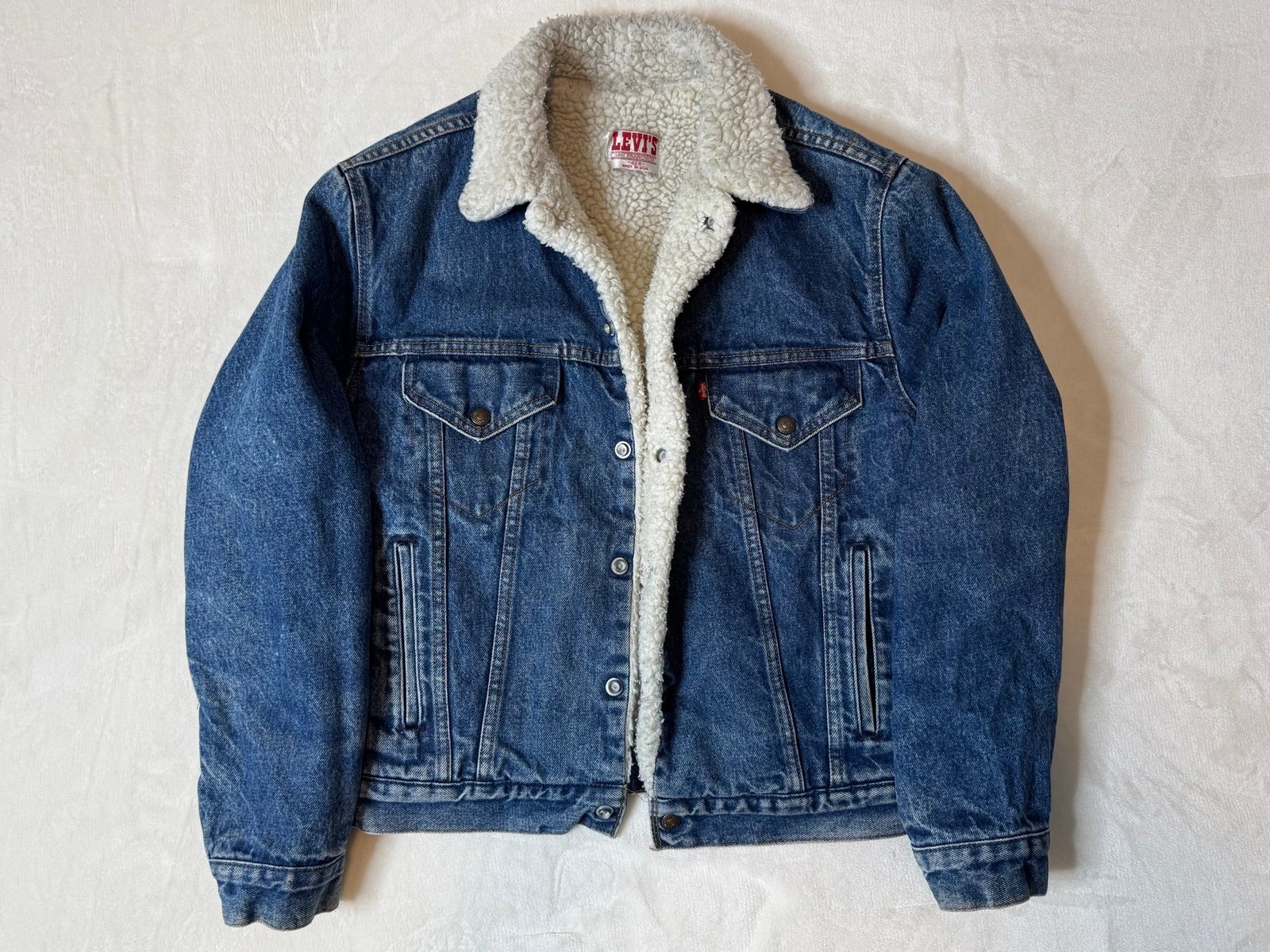 Vintage LEVIS Faux Sherpa Fleece Jacket - Size 42 Reg USA | Authentic American S