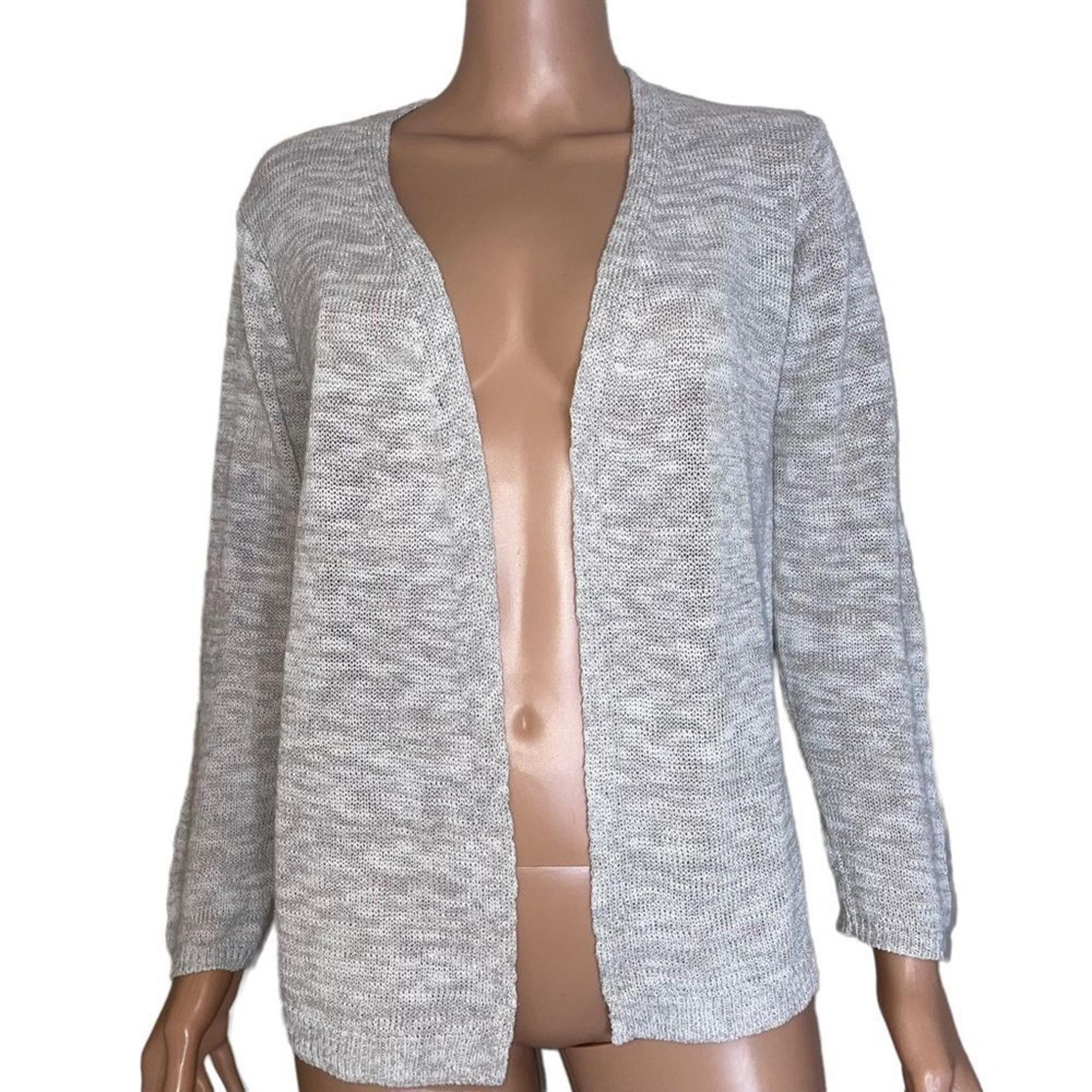 Tahari sweater SZ Large open front lightweight cardigan in tan & cream