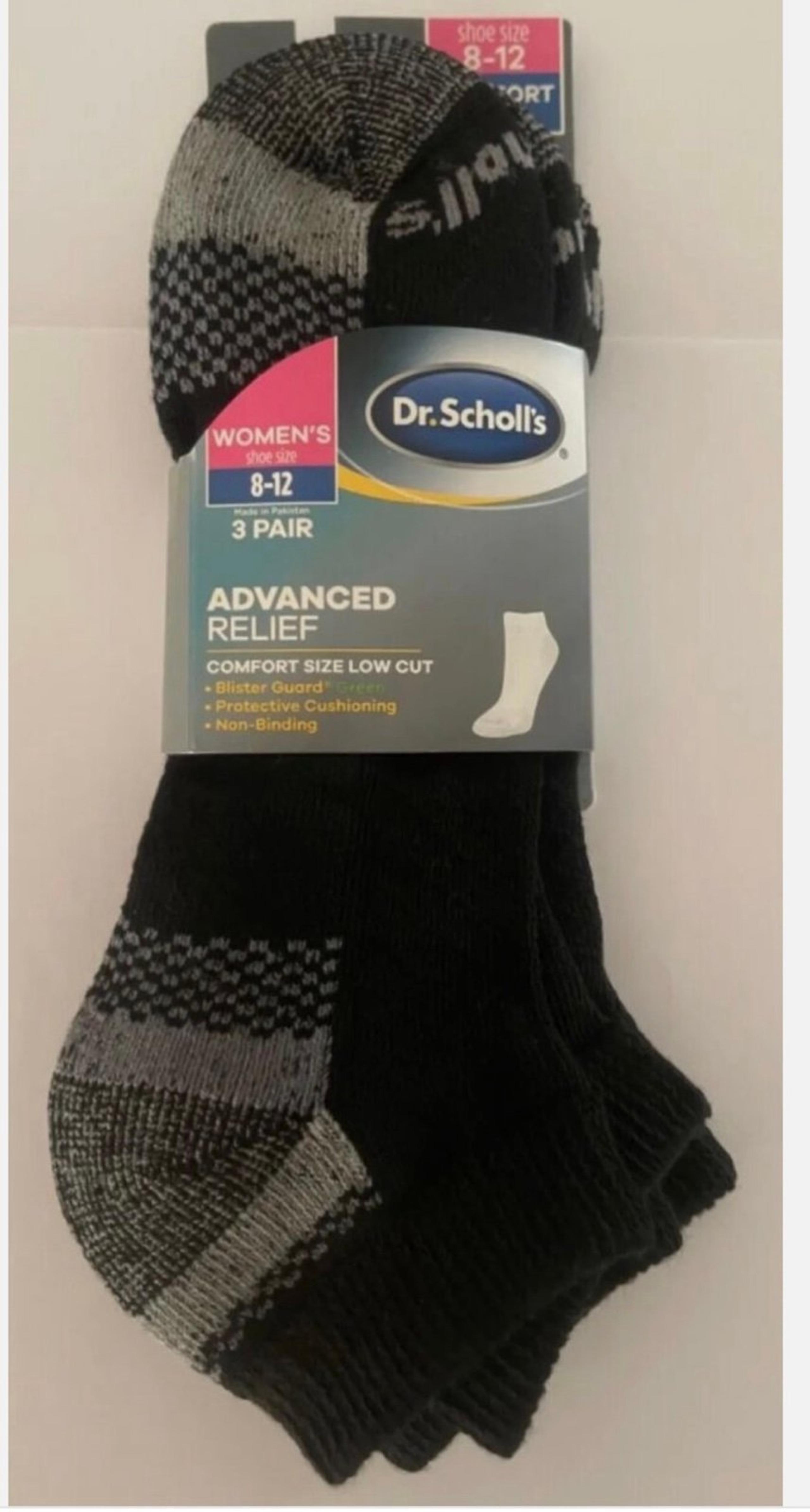 Dr Scholl’s Women 3 Pair Advanced Relief Blister Guard Low Cut size 8-12