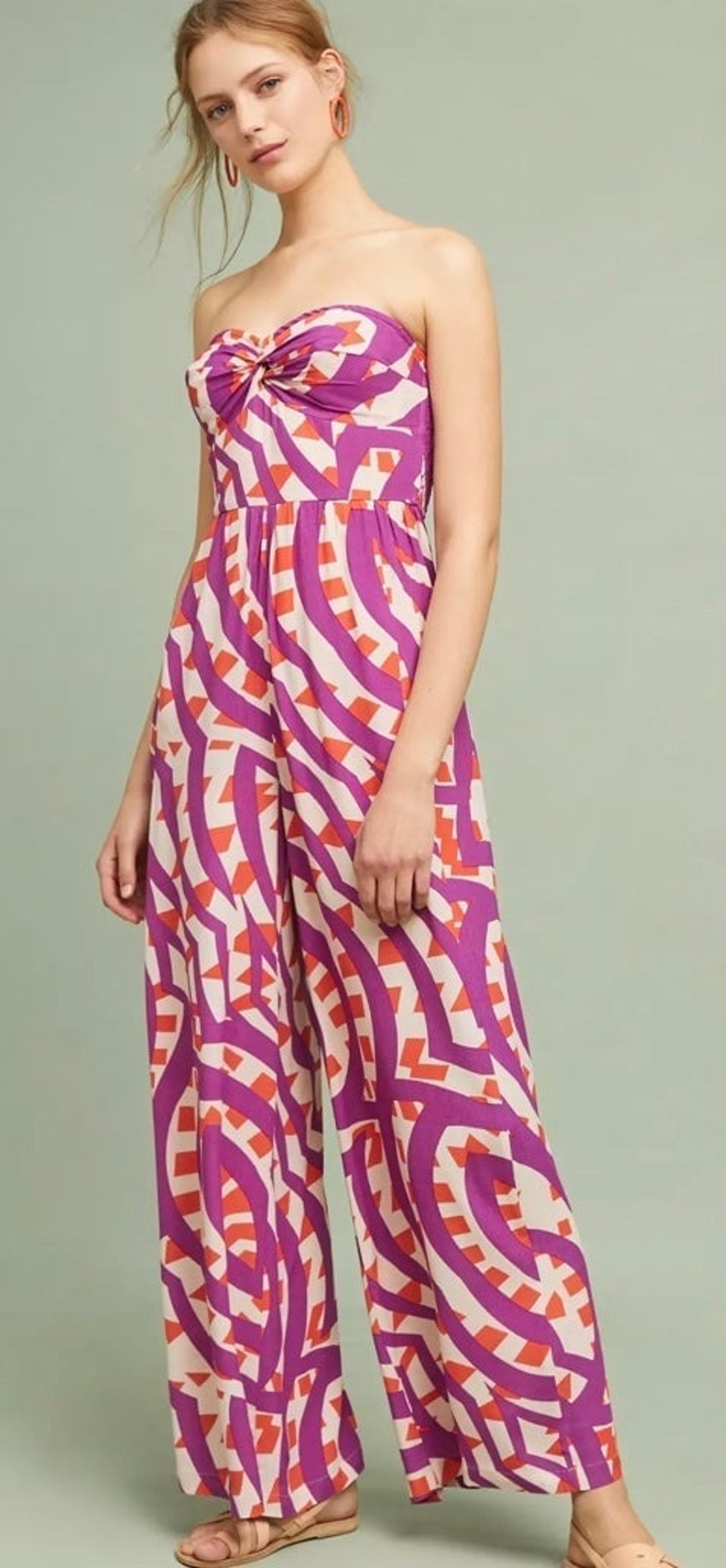 ANTHROPOLOGIE x Tracy Reese Strapless Geometric Jumpsuit size 6