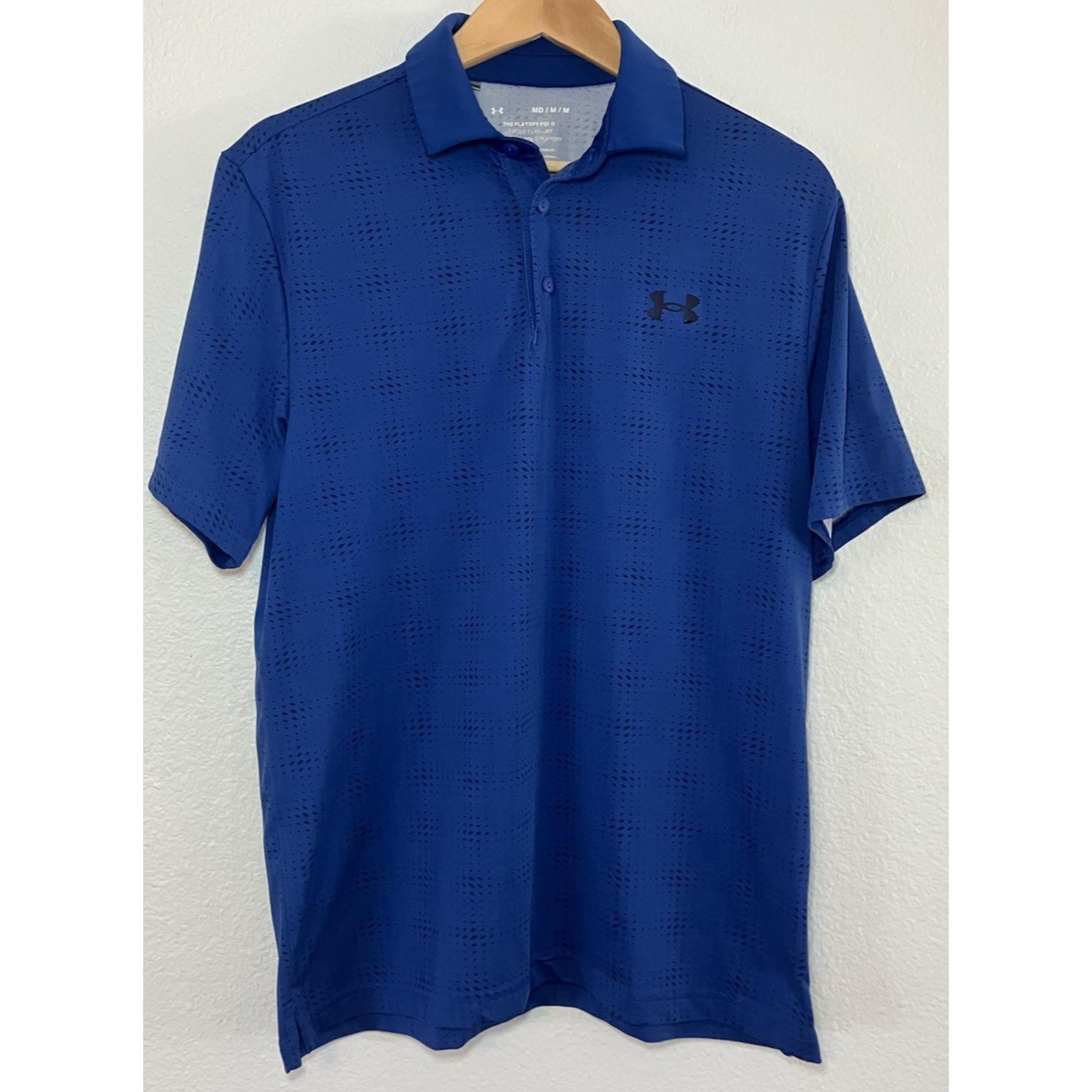 Under Armour Playoff Golf Polo Shirt Athletic Blue Patterned Mens Medium