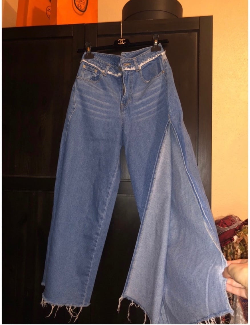 SJYP Side Cut Wide Leg High Waisted Jean