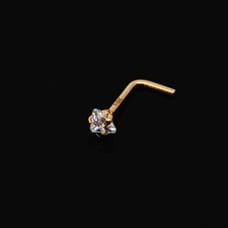 Solid 14kt gold nose piercing with a beautiful crystal gemstone 20 gauge New