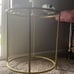 Glass top gold corner table